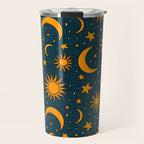 Vintage Sun and Star Print in Navy Travel Mug Gallery Image 1