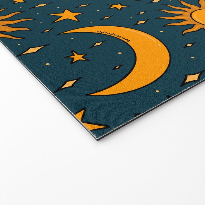 Vintage Sun and Star Print in Navy Welcome Mat Gallery Image 2