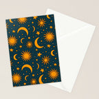 Vintage Sun and Star Print in Navy Stationery Card Gallery Image 2