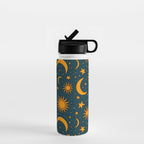 Vintage Sun and Star Print in Navy Water Bottle Gallery Image 1