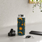 Vintage Sun and Star Print in Navy Water Bottle Gallery Image 4