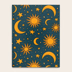 Vintage Sun and Star Print in Navy Notebook Gallery Image 4