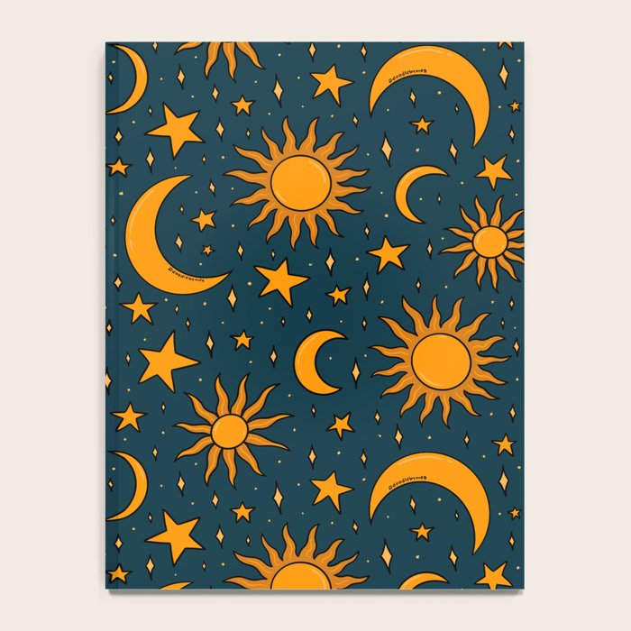 Vintage Sun and Star Print in Navy Notebook Gallery Image 4