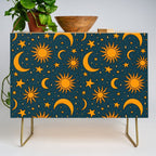 Vintage Sun and Star Print in Navy Credenza Gallery Image 1