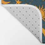 Vintage Sun and Star Print in Navy Bath Mat Gallery Image 2