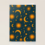 Vintage Sun and Star Print in Navy Stationery Card Gallery Image 2