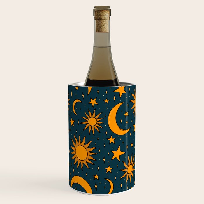 Vintage Sun and Star Print in Navy Wine Chiller Gallery Image 1