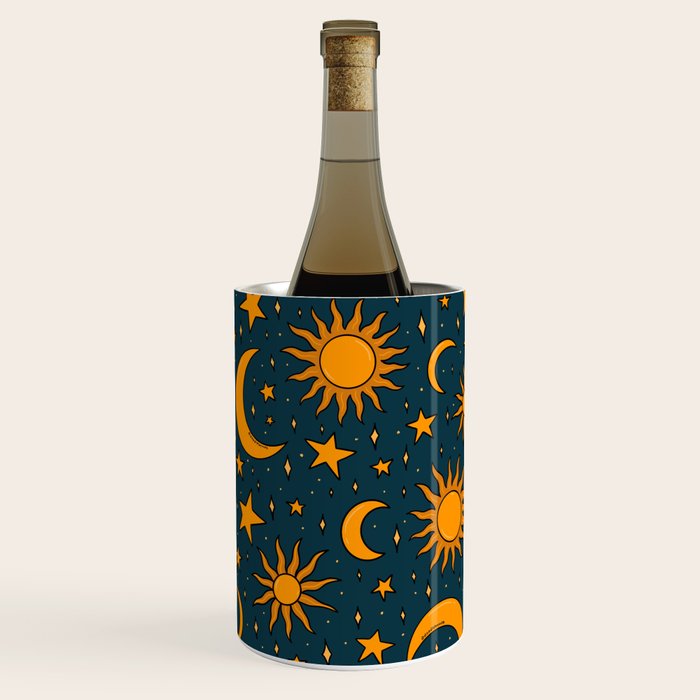 Vintage Sun and Star Print in Navy Wine Chiller Gallery Image 2