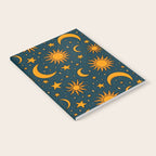 Vintage Sun and Star Print in Navy Notebook Gallery Image 2