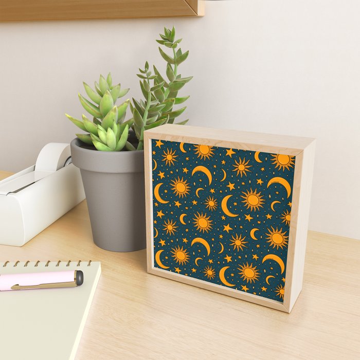 Vintage Sun and Star Print in Navy Mini Art Print Gallery Image 2