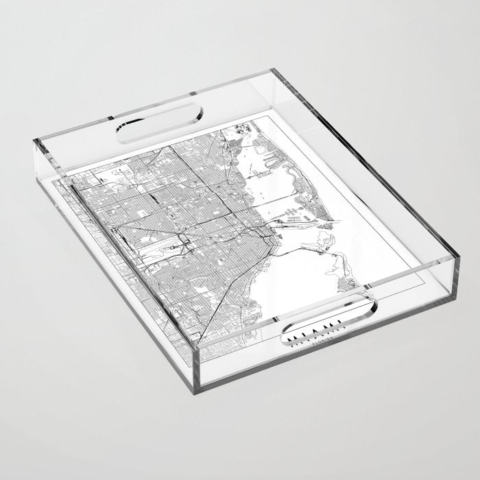 Miami White Map Acrylic Tray Gallery Image 1