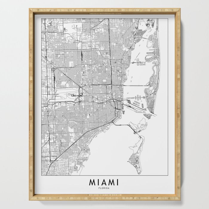 Miami White Map Serving Tray Gallery Image 1