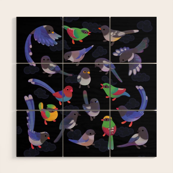 Magpie -dark Wood Wall Art Gallery Image 1