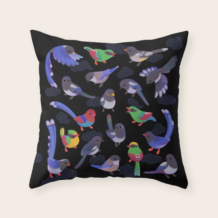 Magpie -dark Throw Pillow Gallery Image 1