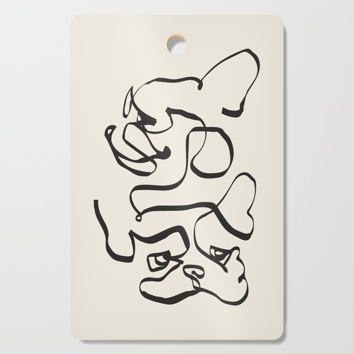 Abstract line frenchie Cutting Board Gallery Image 1