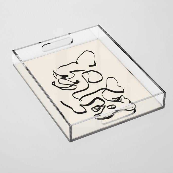 Abstract line frenchie Acrylic Tray Gallery Image 1