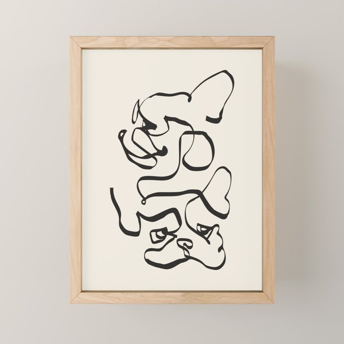 Abstract line frenchie Mini Art Print Gallery Image 1
