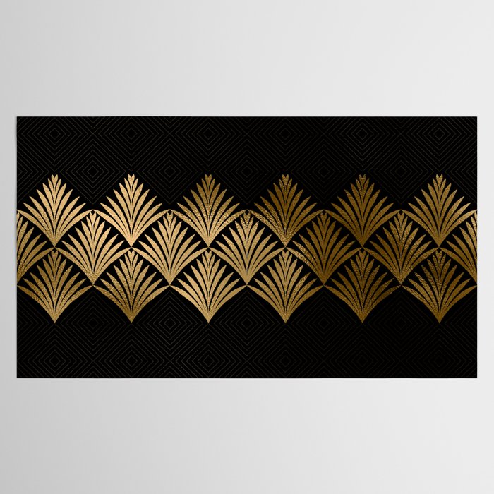 Reims France Luxueux Black and Gold Art Deco Tablecloth Gallery Image 2