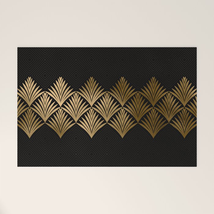 Reims France Luxueux Black and Gold Art Deco Welcome Mat Gallery Image 1
