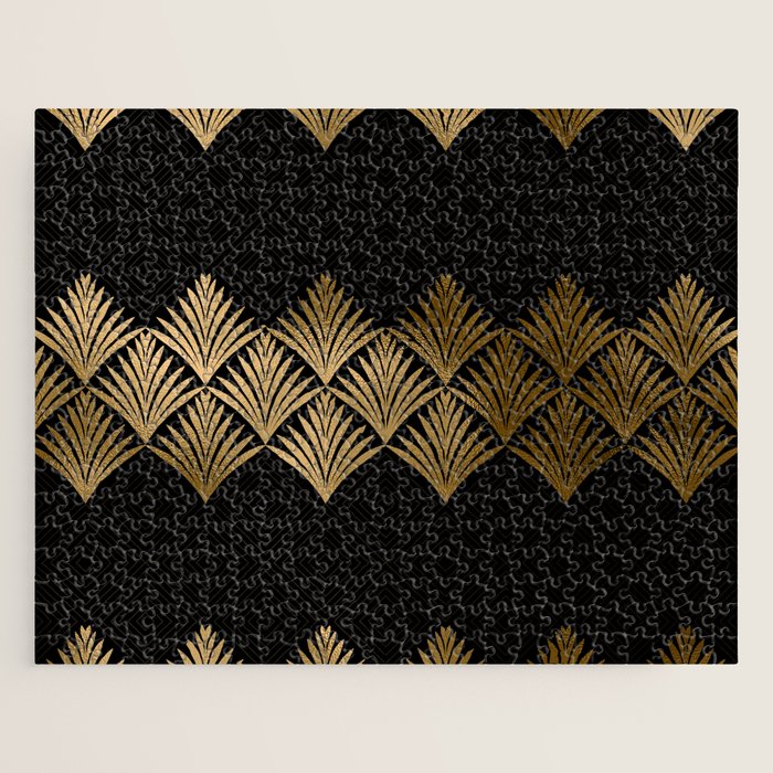 Reims France Luxueux Black and Gold Art Deco Jigsaw Puzzle Gallery Image 1