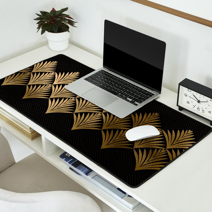 Reims France Luxueux Black and Gold Art Deco Desk Mat Gallery Image 2