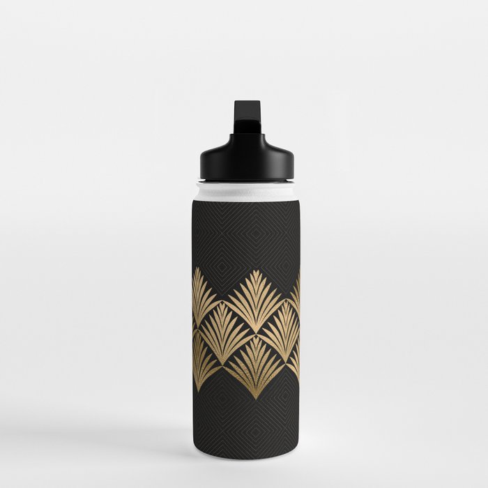 Reims France Luxueux Black and Gold Art Deco Water Bottle Gallery Image 3