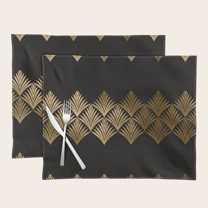 Reims France Luxueux Black and Gold Art Deco Placemat Gallery Image 1