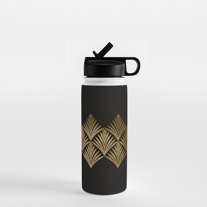 Reims France Luxueux Black and Gold Art Deco Water Bottle Gallery Image 1