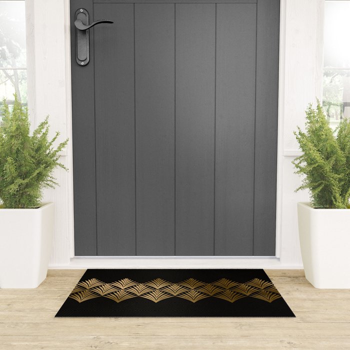 Reims France Luxueux Black and Gold Art Deco Welcome Mat Gallery Image 3