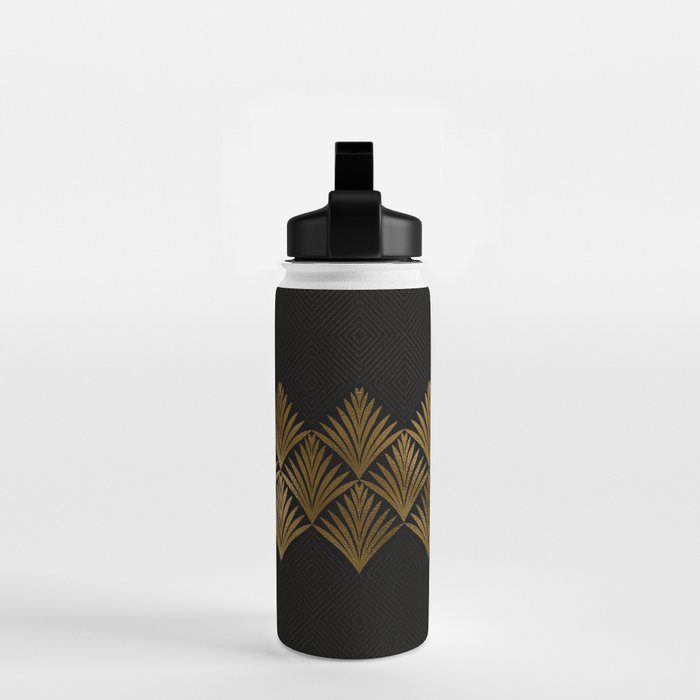Reims France Luxueux Black and Gold Art Deco Water Bottle Gallery Image 2