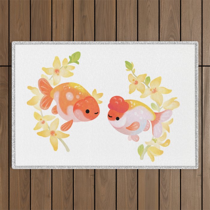 Ranchu and Forsythias Outdoor Rug Gallery Image 1
