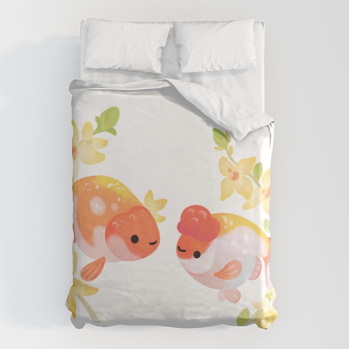 Ranchu and Forsythias Duvet Cover Gallery Image 1