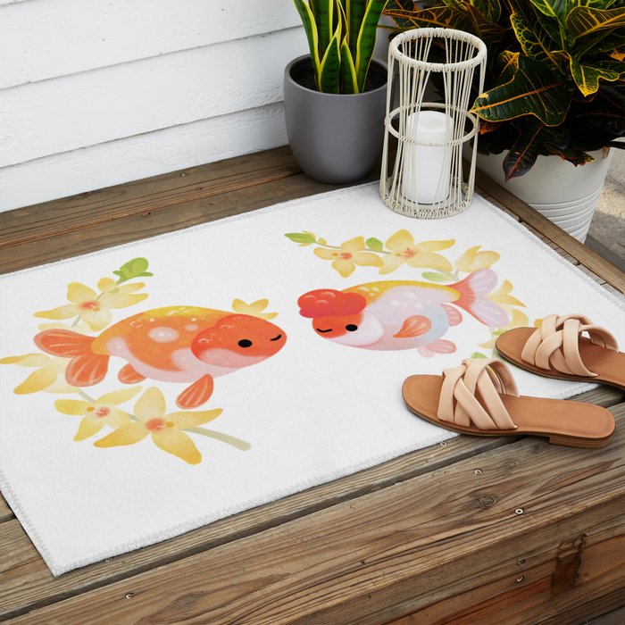 Ranchu and Forsythias Outdoor Rug Gallery Image 2