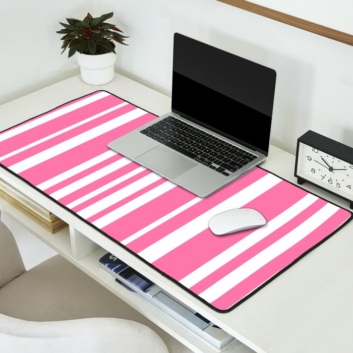Classic Stripes XXXIII - 90s Barbie Pink Desk Mat Gallery Image 2