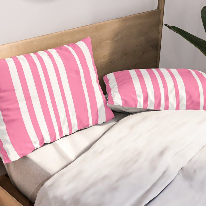 Classic Stripes XXXIII - 90s Barbie Pink Pillow Sham Gallery Image 2