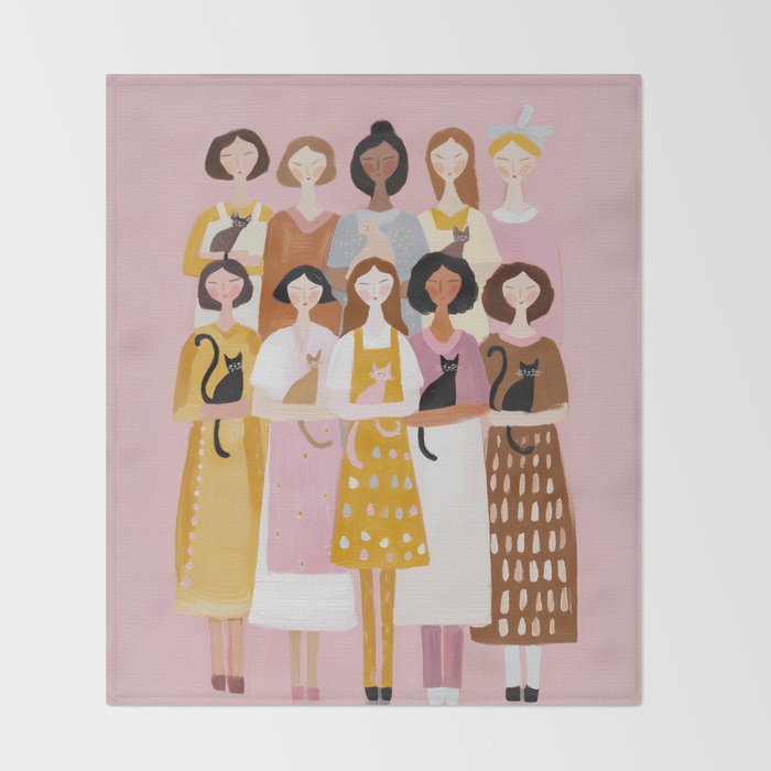 Sisterhood of Cat Lovers Throw Blanket Gallery Image 2