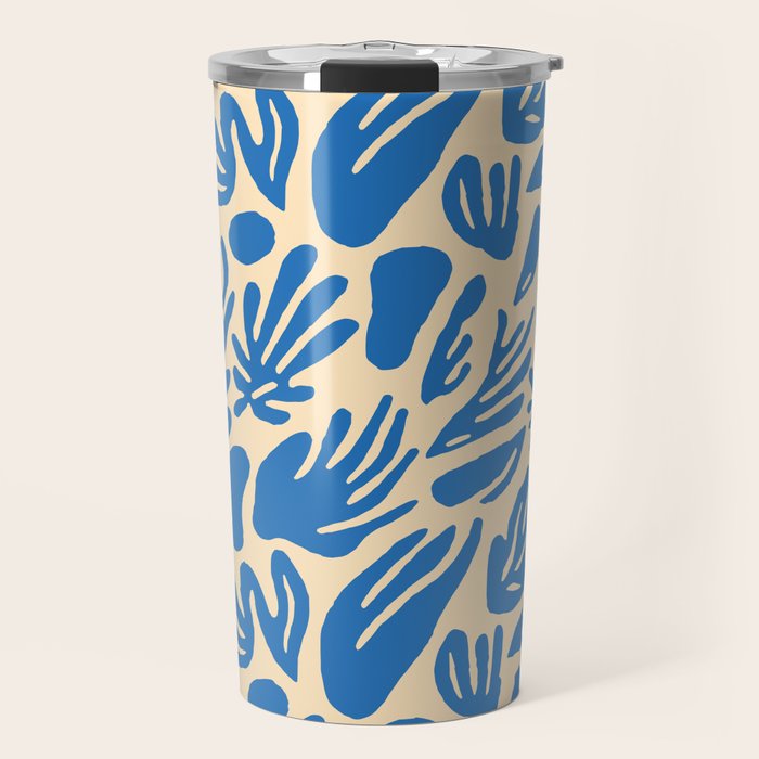 Blue nature leaf shape art pattern Travel Mug Gallery Image 1
