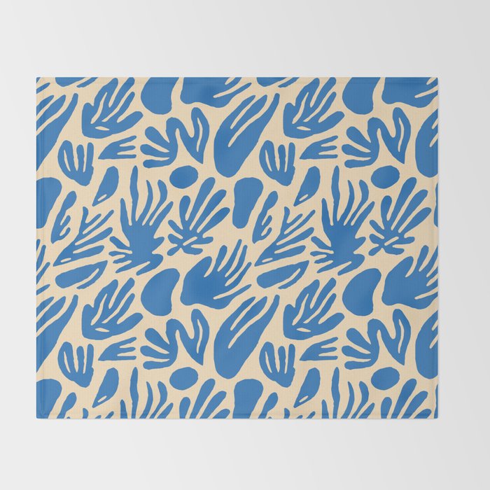 Blue nature leaf shape art pattern Throw Blanket Gallery Image 2