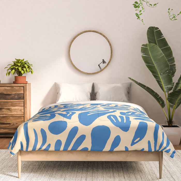 Blue nature leaf shape art pattern Comforter Gallery Image 3