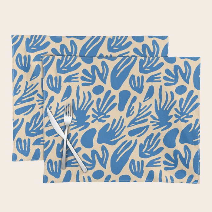 Blue nature leaf shape art pattern Placemat Gallery Image 1
