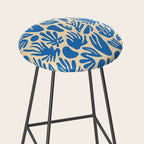 Blue nature leaf shape art pattern Stool Gallery Image 2