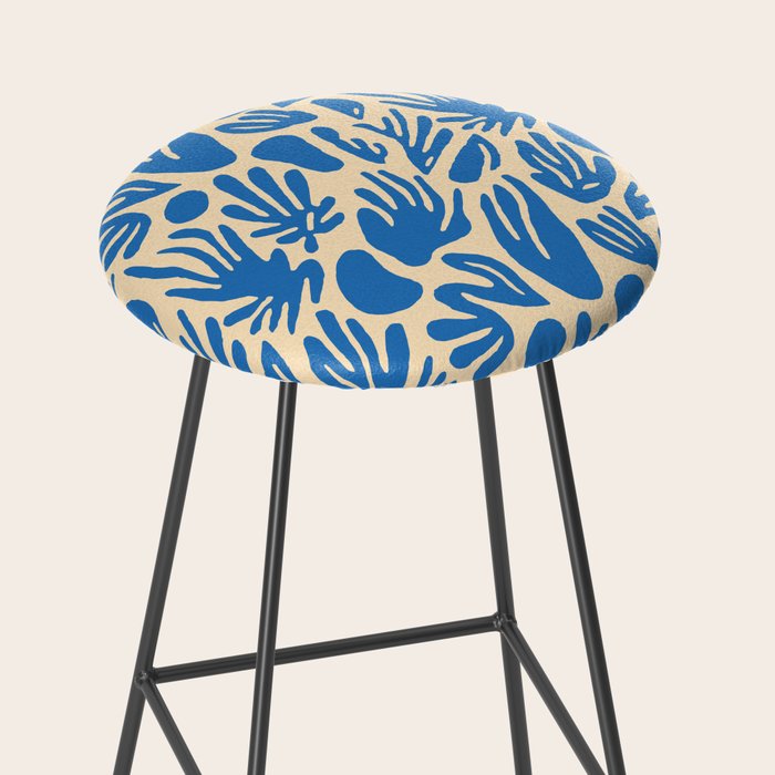 Blue nature leaf shape art pattern Stool Gallery Image 2
