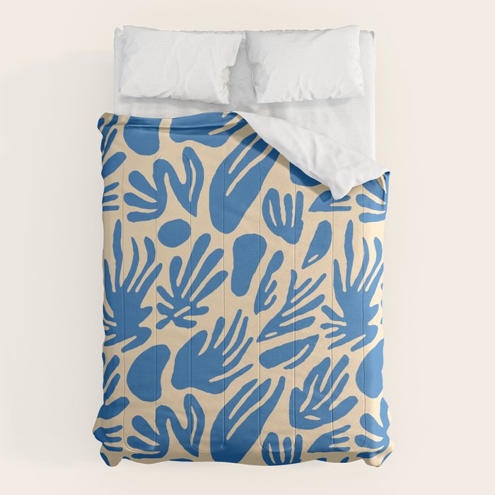 Blue nature leaf shape art pattern Comforter Gallery Image 6
