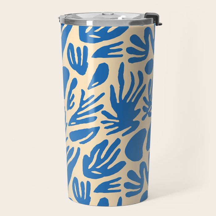 Blue nature leaf shape art pattern Travel Mug Gallery Image 2
