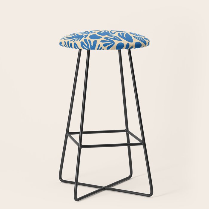Blue nature leaf shape art pattern Stool Gallery Image 1