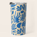 Blue nature leaf shape art pattern Travel Mug Gallery Image 3