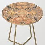 Persian Motif III // 17th Century Ornate Rose Gold Silver Royal Blue Yellow Flowery Accent Rug Patte Side Table Gallery Image 2