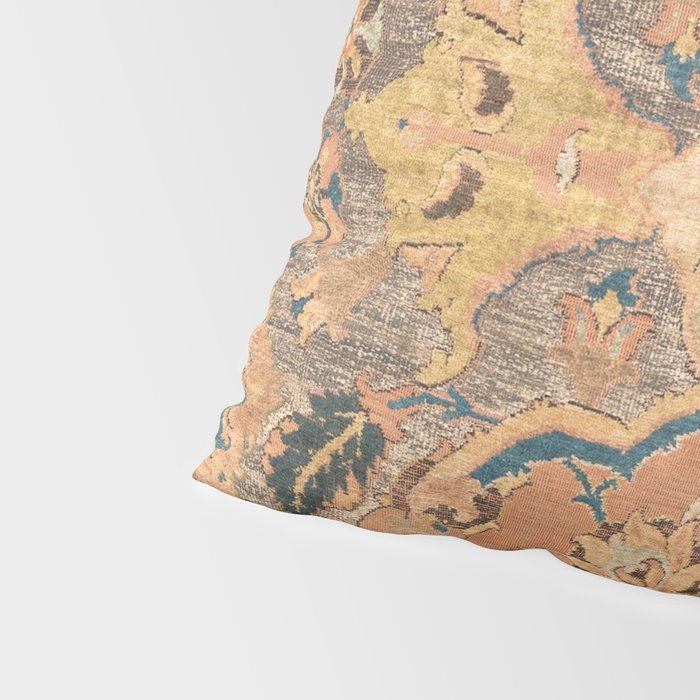Persian Motif III // 17th Century Ornate Rose Gold Silver Royal Blue Yellow Flowery Accent Rug Patte Pillow Sham Gallery Image 4