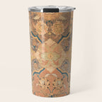 Persian Motif III // 17th Century Ornate Rose Gold Silver Royal Blue Yellow Flowery Accent Rug Patte Travel Mug Gallery Image 1