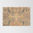 Persian Motif III // 17th Century Ornate Rose Gold Silver Royal Blue Yellow Flowery Accent Rug Patte Rug Gallery Image 2